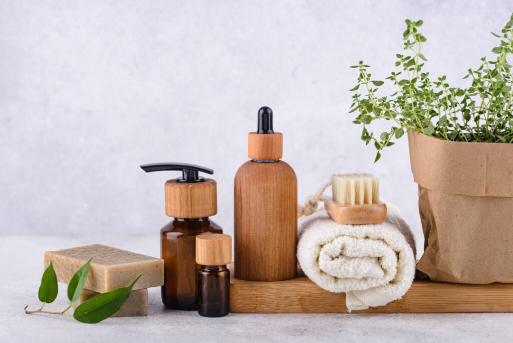 natural spa products on countertop with green leav 2026 03 10 00 01 44 utc